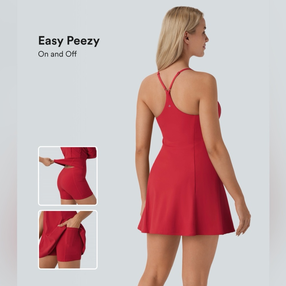 Halara Racerback Flare Mini Dance Active Dress Easy Peezy
Edition Salsa Red L